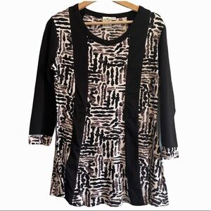 Parsley & sage boho cottagecore black purple academia print top